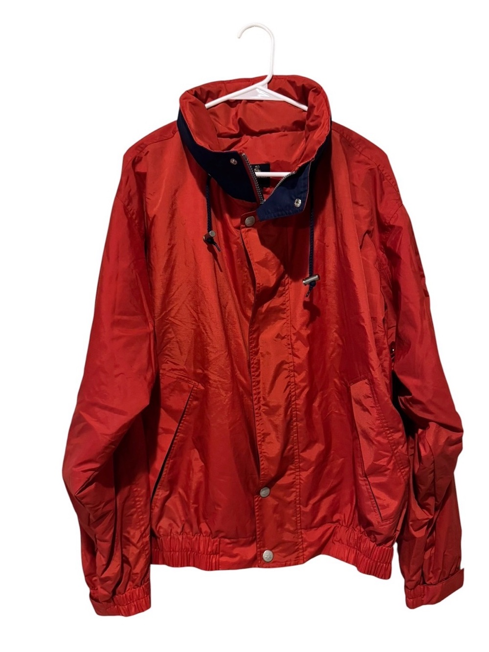 Men's Red Performance Windbreaker Jacket with Contrast Collar